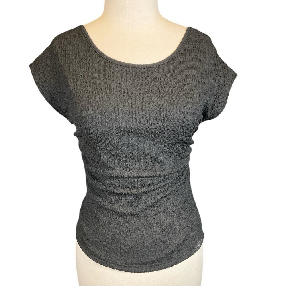 ASTR The Label Size Small Black Fitted Square Low Back Rushed Sides NWT
